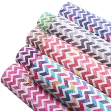 20*34cm Colorful Wave Patterns Glitter Synthetic Leather Fabric,DIY Handmade Materials For Making Crafts,1Yc4029