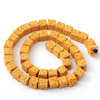 

8x8x8mm Synthetic Lava Bead Semi Jewelry Beading Loose Stone Strands Cube Dyed For Diy Jewelry Making