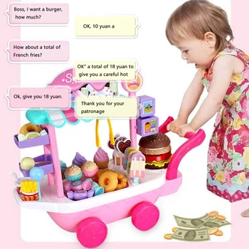 

36 Pcs Pretend Game Plastic Children House Play Gifts Simulation Non Toxic Mini Educational Funny Ice Cream Candy Cart Toy Set