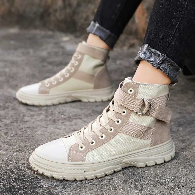 

Marderee 2019 Male Shoe Autumn England Martin Mens Boots Short Boots Man Work Clothes Canvas High Help Sneakers Safety Shoes
