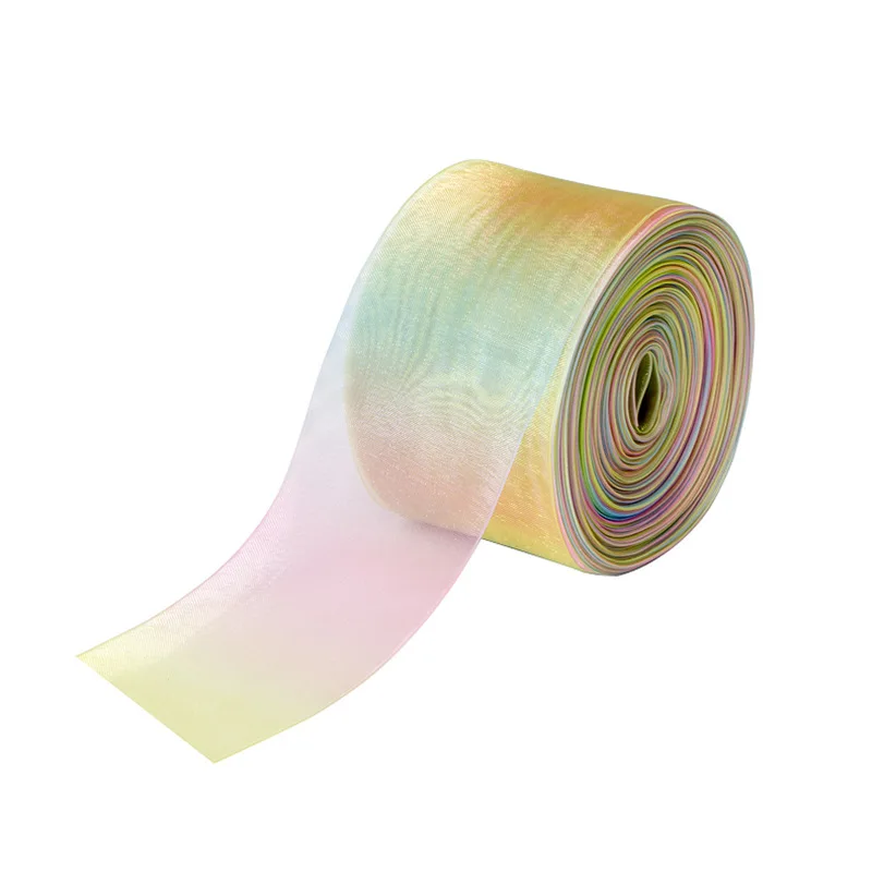 5 Yards/Roll 6 9 16 19 25 38mm Gradient Colors Rainbow Printed Organza Ribbon for Hair Bows DIY Handmade Materials Gift Wrapping organza ribbon,ribbon supplies,wrapping ribbon,ribbon decoration