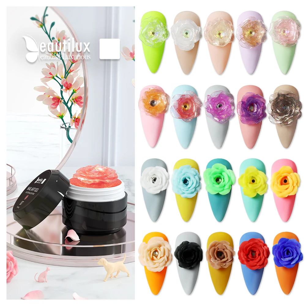 Beautlux Crystal Clear 4D Sculpture Gel Plastilina Nail Art Design Uv Led Cartoon Flower Gel Gum Nails Fango Fai Da Te Maincure 6G