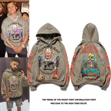 Kanye Hip Hop Graffiti Plus Velvet Hooded Sweatshirt  Xxxtentacion Streetwear Hoodie Men Harajuku Stranger Things Mens Hoodies