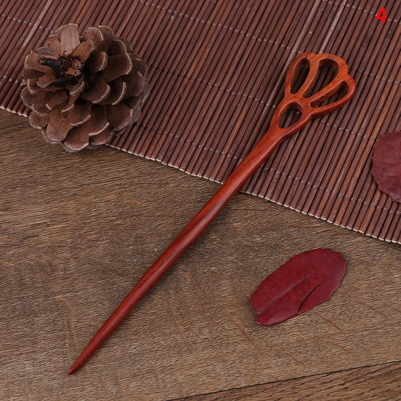Винтажная деревянная резная шпилька ручной работы палочка для волос для женщин заколки для волос аксессуары в стиле ретро Инструменты для укладки волос - Цвет: 4