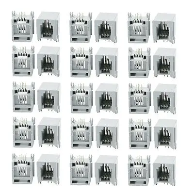 

Right Angle Pin RJ11 6P4C Flange Design Modular Network Jack Gray 30Pcs