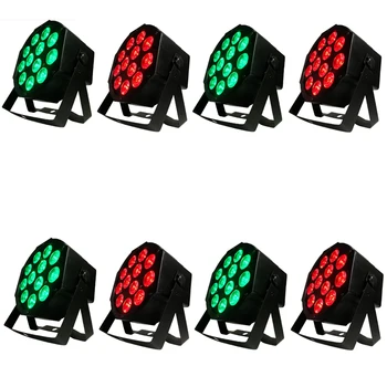 

8 pieces / 12x18w 6in1 led par light rgbwa uv 6in1 dyeing light dmx dj party flat par lights stage light
