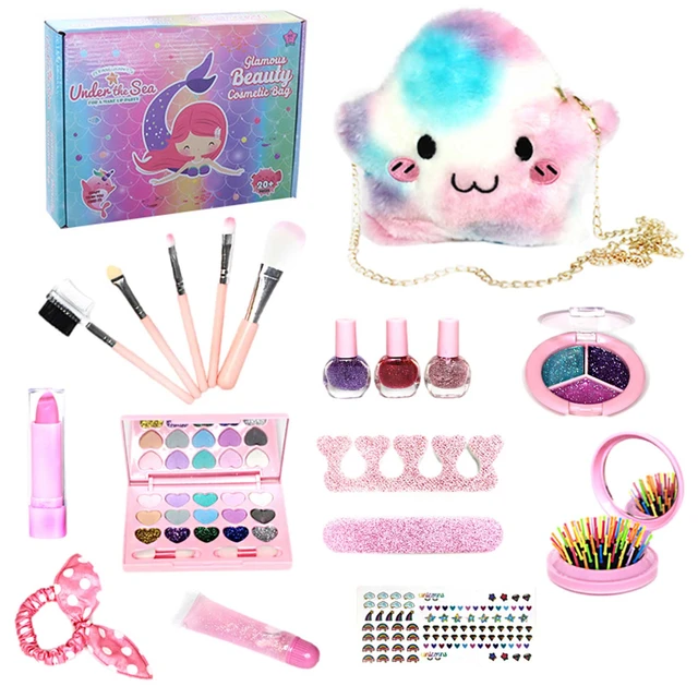 Kids Make Up Toy Set Pretend Play Princess Pink Makeup Beauty Safety  Non-toxic Kit Toys