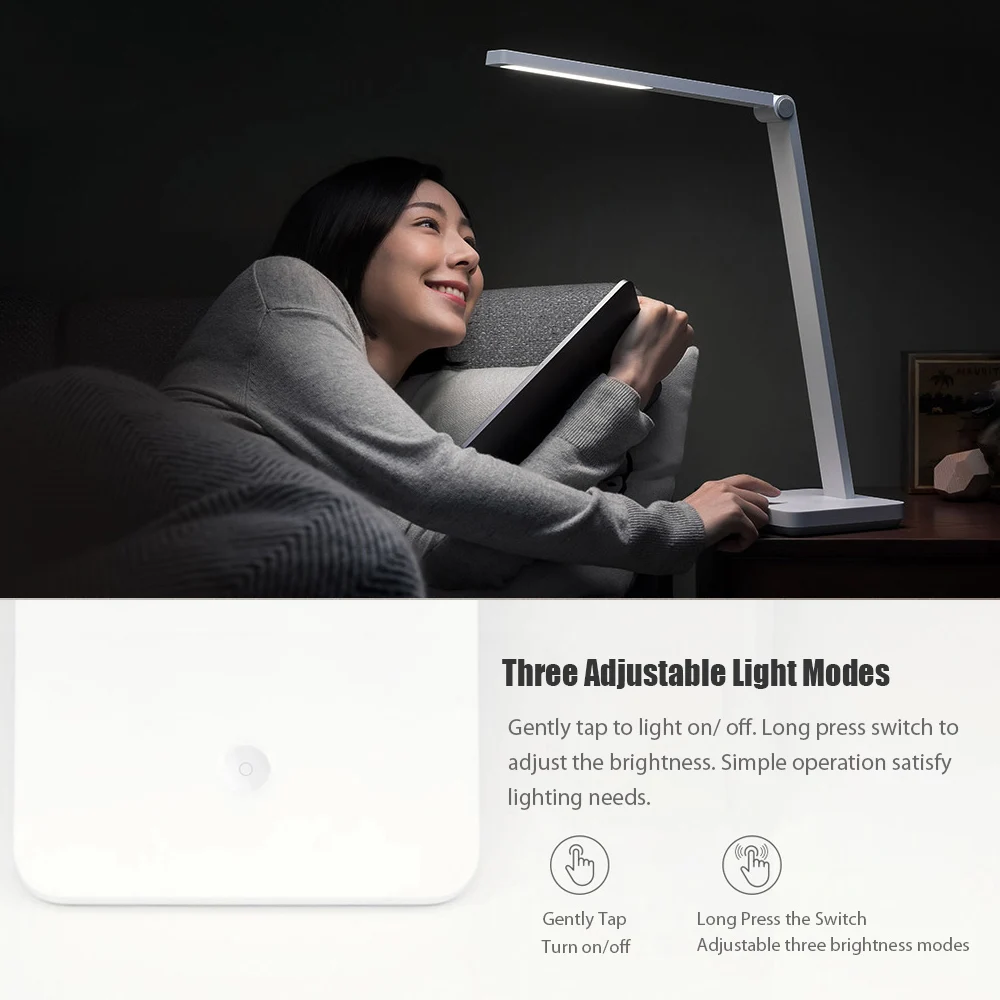 Xiaomi Mijia лампа Lite Регулируемая Настольная Светодиодная три режима освещения без