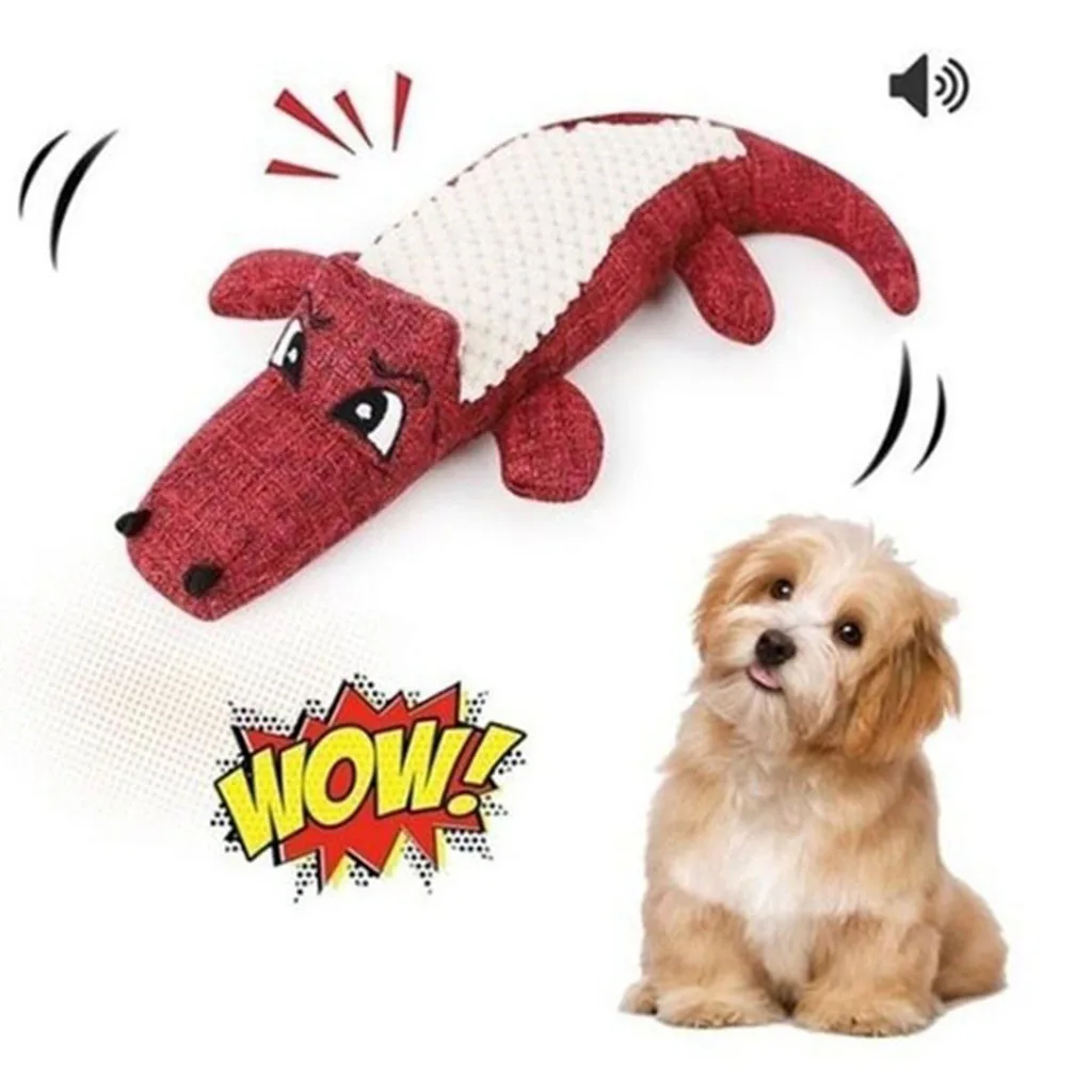 Игрушка для собак, льняная плюшевая игрушка для животных, крокодил, игрушка для собак, жевательная пищащая игрушка, чистящие зубы, игрушки, жесткая Интерактивная кукла, 1 шт