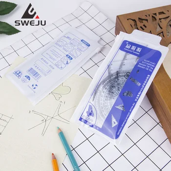 

4 pcs/set New Straight Ruler Protractor Students Math Geometry Bendable Plastic Triangle Ruler Set Office School Supplies