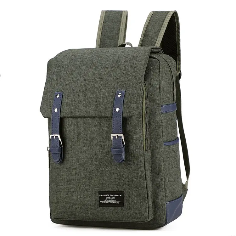 

Double Leather Belt Backpack Men's School Bag Simple Casual Multi-functional Travel Bag Computer Bag Fashion File Bag