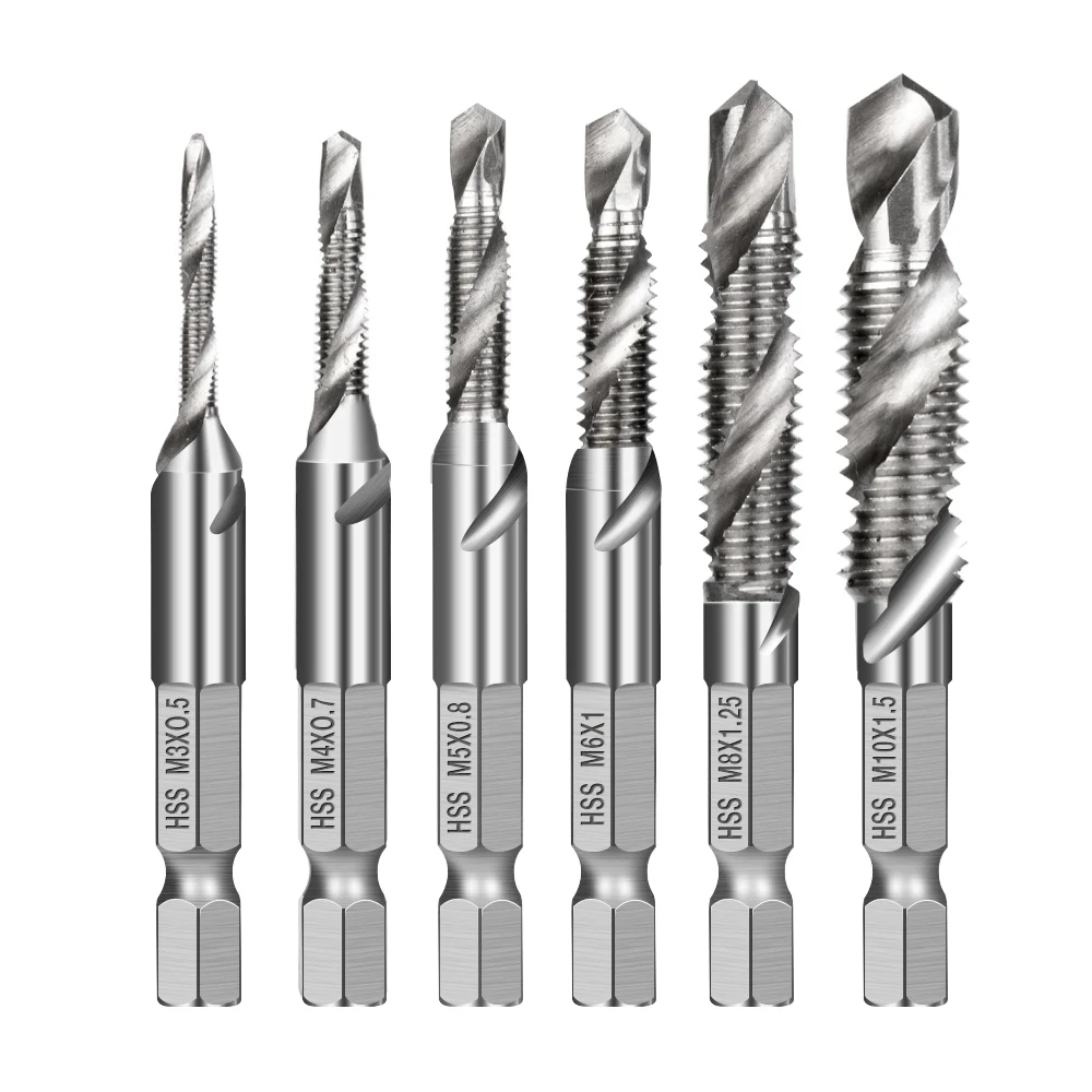 1/" шестигранный хвостовик Сверло винт из быстрорежущей стали кран сверла Hss краны зенковки набор HSS метрический композитный кран сверла M3 M4 M5 M6 M8 M10