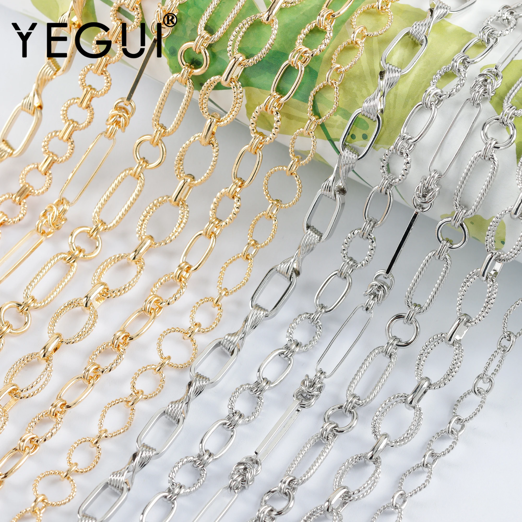 

YEGUI C214,diy chain,18k gold plated,copper metal,rhodium plated,jewelry finding,jewelry making,diy bracelet necklace,1m/lot