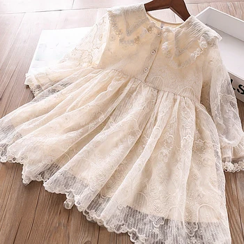 

5255 Lace Embroidery Princess Baby Girl Dress 2020 New Spring Party Wedding Kid Dress For Girl Wholesale Children Clothes Lot