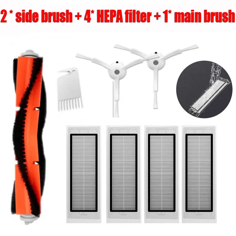 2 * side brush + 4* HEPA filter 1* main Suitable for xiaomi vacuum roborock s50 S51 Xiaomi Mi Robot | Бытовая техника