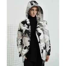 Модная камуфляжная Мужская парка, мужская куртка с капюшоном, длинная толстая куртка, теплая ветрозащитная Мужская парка 050