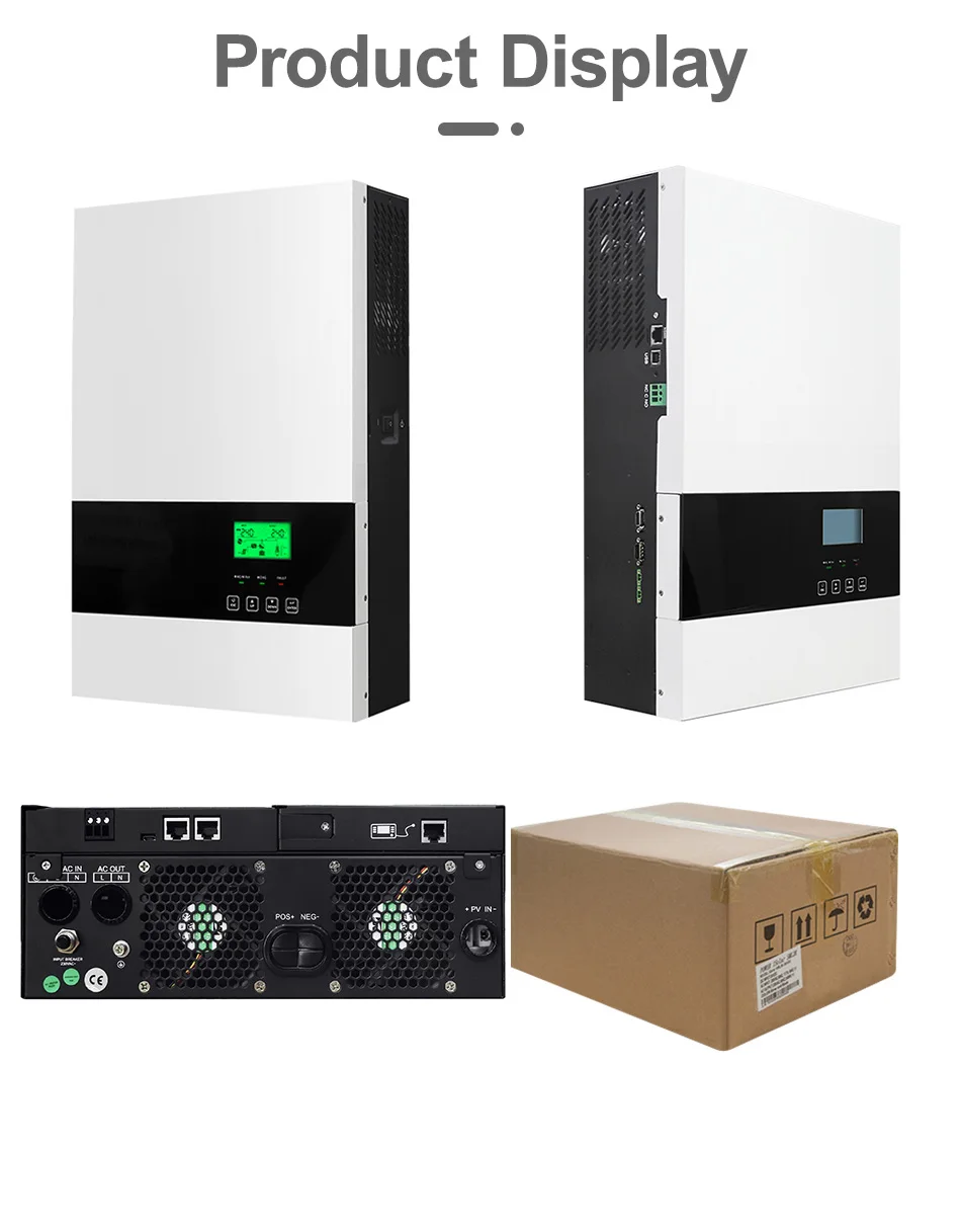 하이브리드 태양광 인버터 그리드, 배터리 작동 없음, 9 유닛 병렬 기능, 120-450VDC 90A MPPT 컨트롤러, 5.5KW, 48V OFF