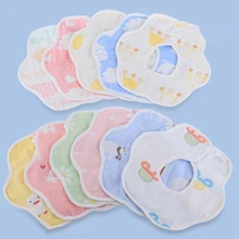 Детские слюнявчики, вращающиеся хлопковые Слюнявчики, Слюнявчики с мультяшным принтом, Слюнявчики для маленьких мальчиков и девочек, передник для кормления, хлопковые банданы, Слюнявчики, случайный выбор 1