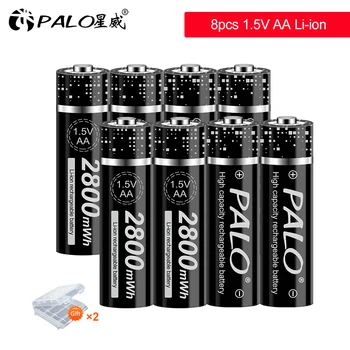 

PALO New for AA Rechargeable Battery 1.5V 2800mah Li-ion Batteries for Remote Control Electronic Toys LED Light Shaver Radio