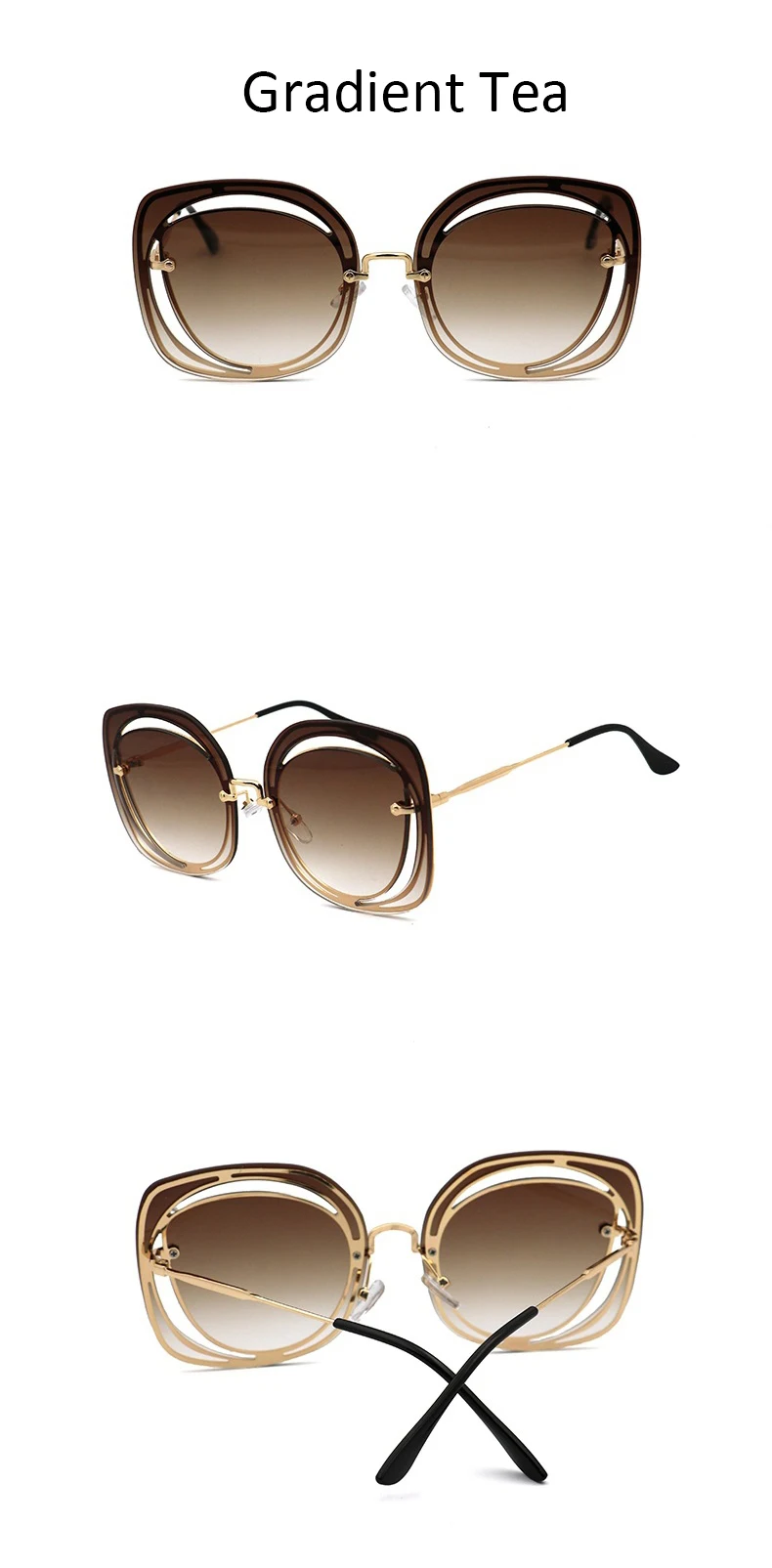 Винтажные Солнцезащитные очки для женщин без оправы, квадратные солнцезащитные очки для женщин, брендовые Роскошные модные градиентные солнцезащитные очки для женщин, роскошные женские очки