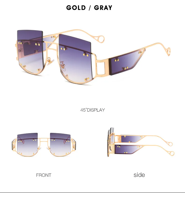 Новое поступление, негабаритные солнцезащитные очки для женщин, Винтажные Солнцезащитные очки без оправы для мужчин, брендовые Роскошные модные очки UV400