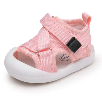 

Female Baby Summer Sandals Mesh Breathable Velcro Sports Wind Rubber Sandal Non-slip Toddler Sandals Cotton Fabric Girls Shoes