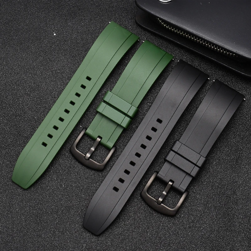 

Quality Silicone Watchband 18mm 20mm 22mm Rubber Watch Strap Black Green Wristband With Quick Release Spring Bar