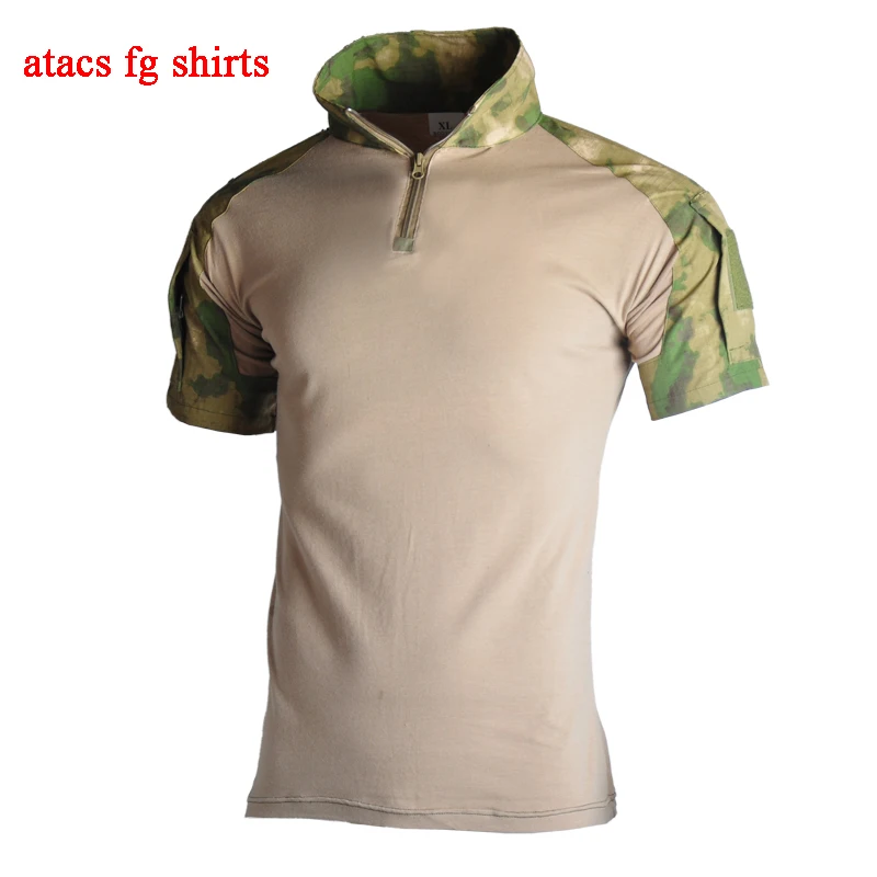 shirts atacs fg Военная тактическая Униформа с коротким рукавом камуфляж страйкбол Пейнтбол Охотничьи костюмы для мужчин и женщин стрельба дышащая мягкая боевая одежда - Цвет: shirts atacs fg