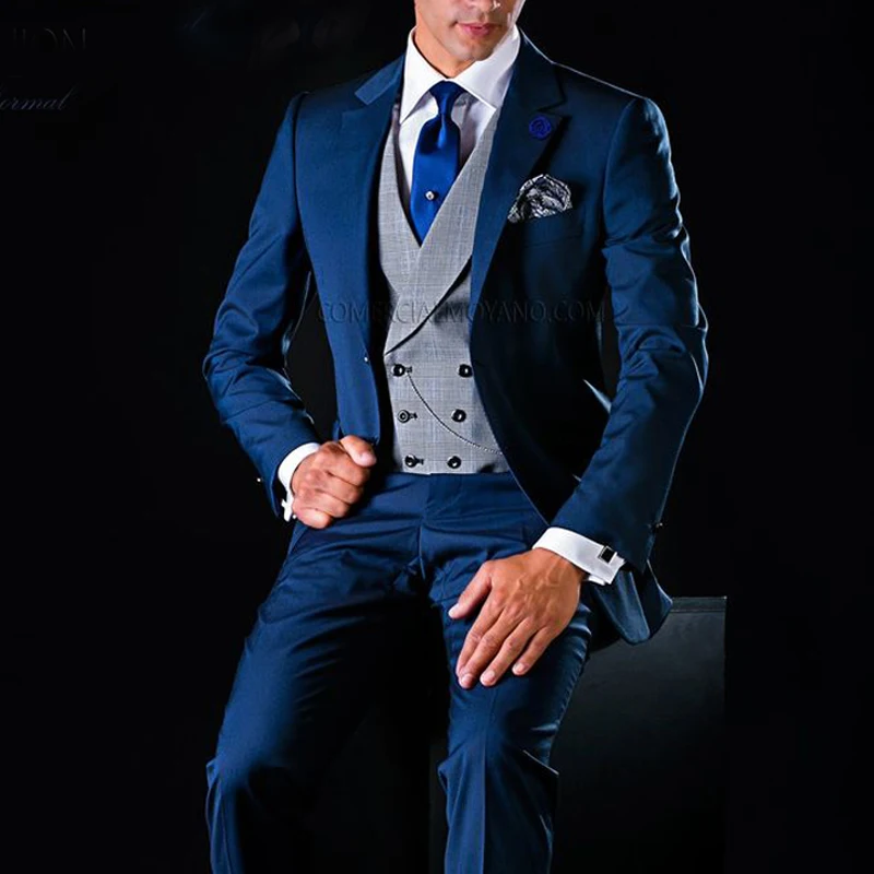 3 Piece Men Suits for Wedding Tuxedo Notched Lapel Male Jacket with Pants Vest New Fashion Clothes