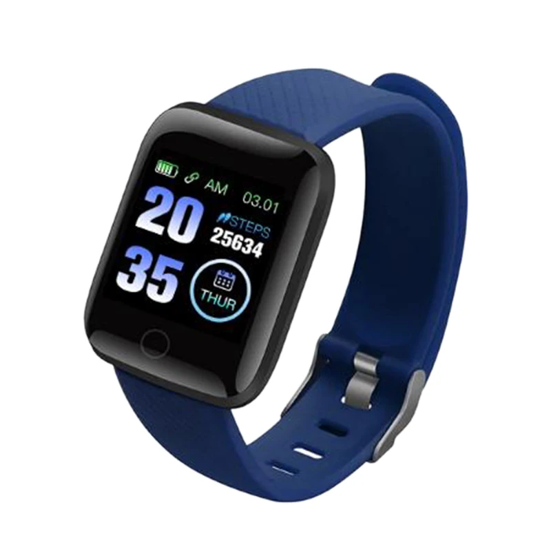Blue 116 плюс Bluetooth Смарт-Браслет спортивный фитнес-браслет измеритель артериального давления часы Шагомер Смарт-браслет - Цвет: Blue