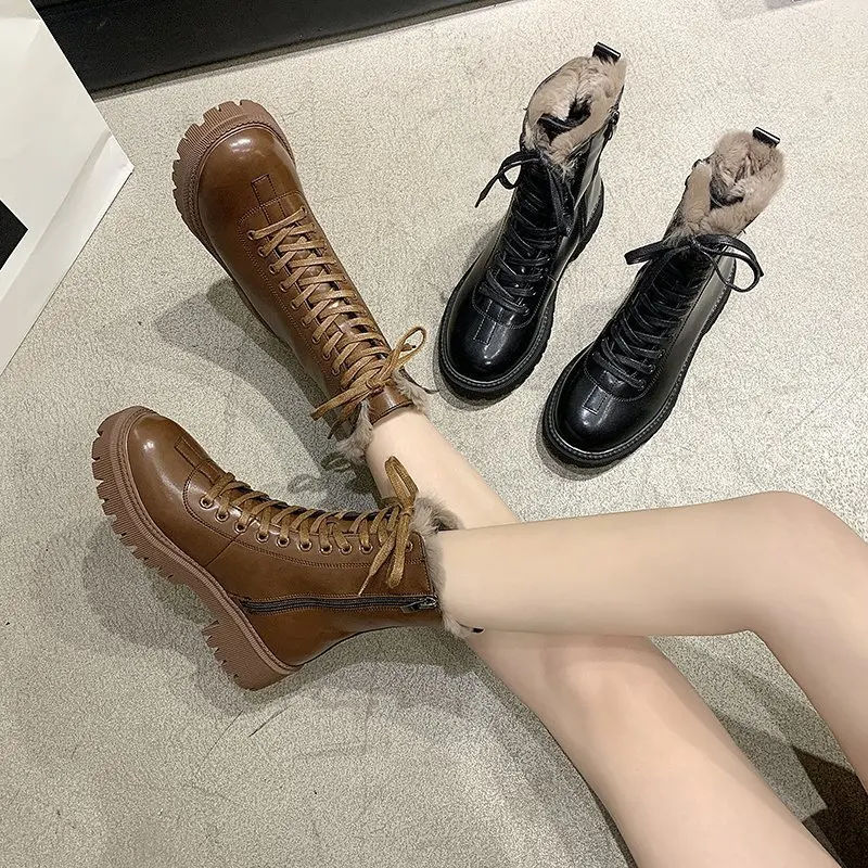 women shoes 2020 Fashion Black PU Leather Motorcycle boots Short plush Ankle boot Winter Warm Round Toe boots female women shoes women shoes 2020 Fashion Black PU Leather Motorcycle boots Short plush Ankle boot Winter Warm Round Toe boots female women shoes