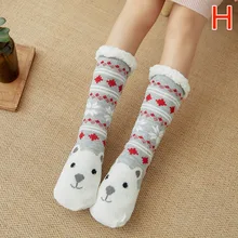 Новинка; женские очень теплые флисовые домашние носки; теплые эластичные носки для зимы; домашние рождественские носки; BF88