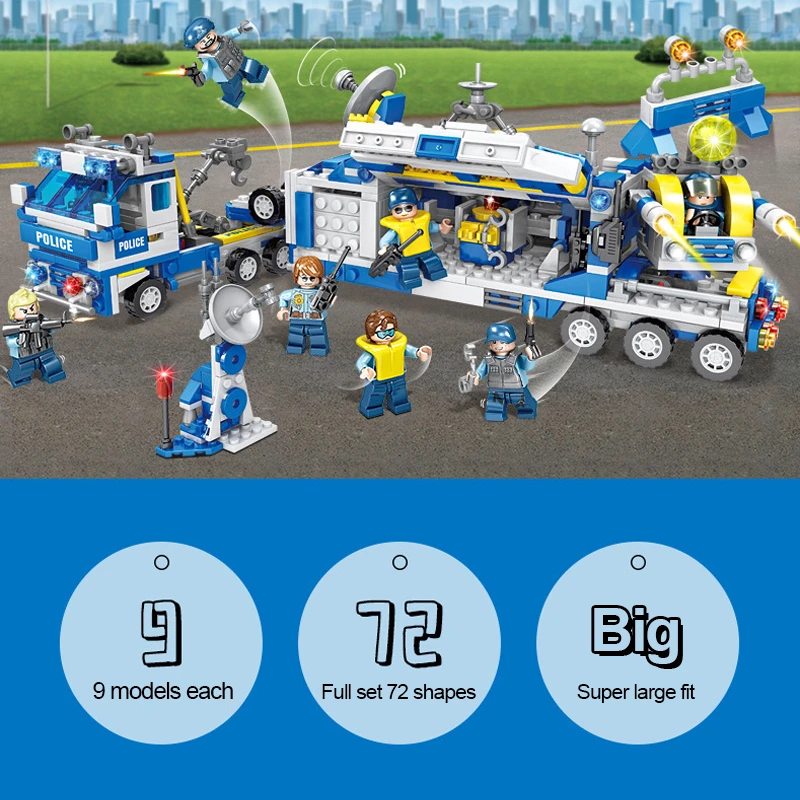 

Children Beneficial Wisdom Toys Assembling Building Blocks Police Car and Truck Building Blocks