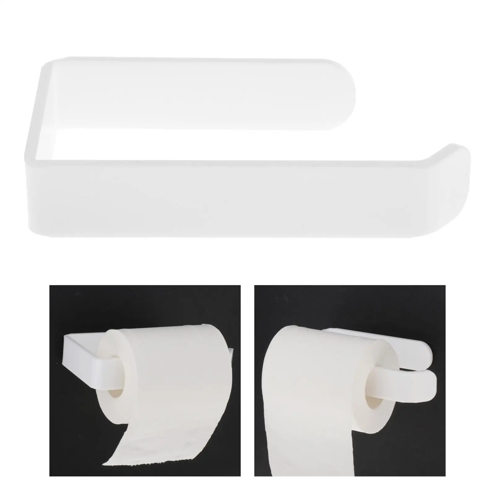 White Acrylic Toilet Paper Holder Wall Mounted Kitchen Bathroom Waterproof Towel Rack Accessories Shelf