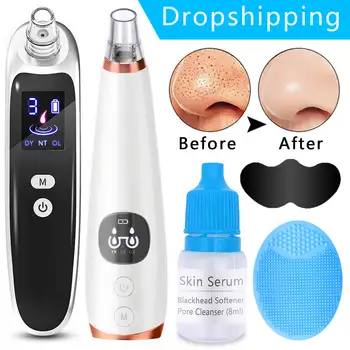 

Dropshipping Blackhead Remover Vacuum Extractor Pore Nose Mask Skin Cream Suction Cleaner Brush Facial Acne Removal Massage Tool