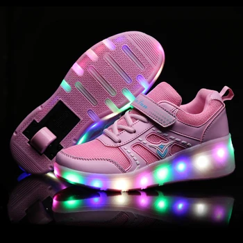 

Children Glowing Sneakers Kids Roller Skate Shoes Children Led Light up Shoes Girls Boys Sneakers with Wheels tenis infantil