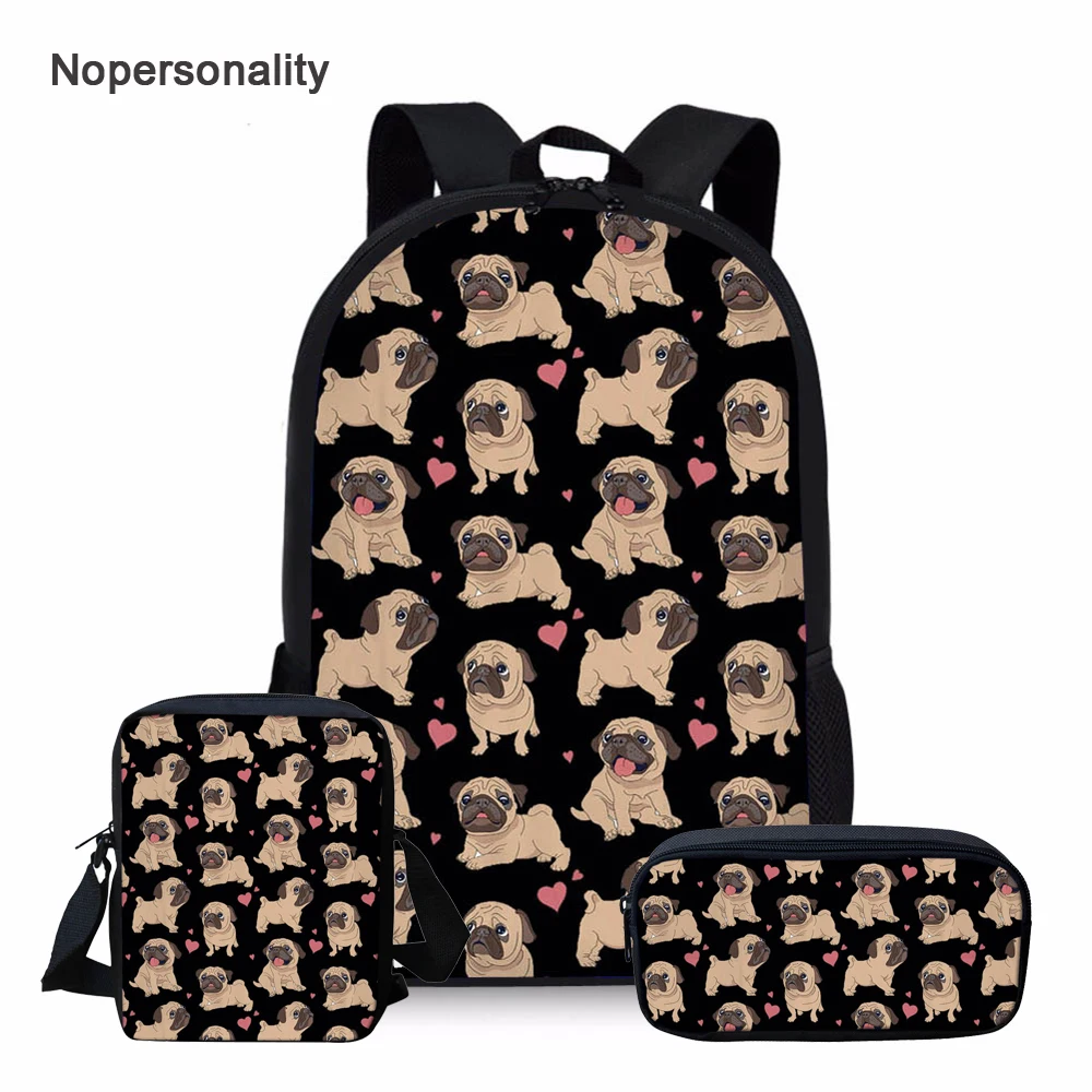 PUG School Bag Girls Backpack Puppies Childrens Pink Rucksack Personalised ST339 