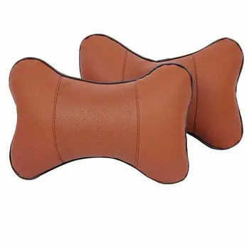 

Support Car pillow Cushion Black Car Seat Headrest Pad Pillow PU Leather Neck