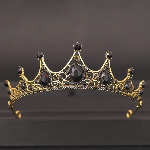 Wedding Crown Hair Jewelry Bridal  Hair Accessories Women Baroque Crown Rhinestones Crystal Tiaras Bride QueenParty Crowns Gift Black
