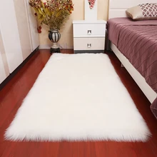 1 шт., мягкие коврики из искусственного меха овчины, прямоугольные, лохматые, шелковистые, плюшевые ковры, белый ковер из искусственного меха, прикроватные Коврики для спальни