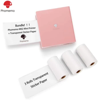 

Portable Phomemo M02 Mini Thermal Printer Handheld Bluetooth Photo Printers Sticker Pocket Phomemo Label Mobile Printer Machine