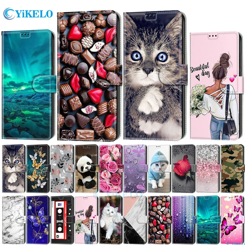 Ultra Thin Painted Leather Flip Phone Case For Xiaomi Redmi Note 10 10S 9 9S Pro 9A 9C 9T Wallet Card Slot Stand Book Cover