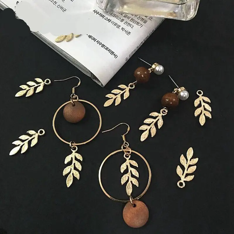 Zinklegierung Mini Blätter Charms 10 teile/los Für DIY Mode Tropfen Ohrringe Schmuck Machen Zubehör