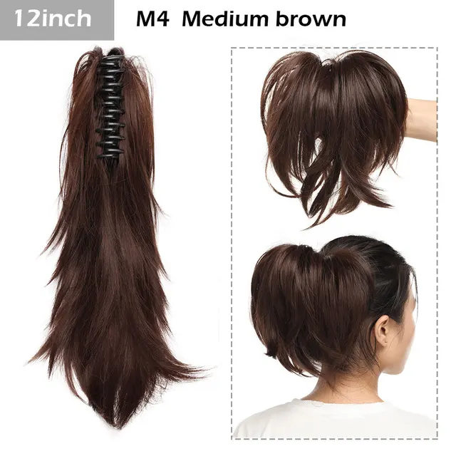 S-noilite Syntheitc Big Grab Ponytail Hair Extension Claw Clip In Ponytail Extension Hair Fake Hairpiece For Women Daily Party 12-1324