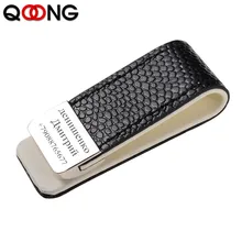 QOONG зажим для денег, держатель для наличных, портативный кожаный тонкий зажим для денег, кошелек, кошелек для кармана, металлический держатель для денег, зажим для купюр