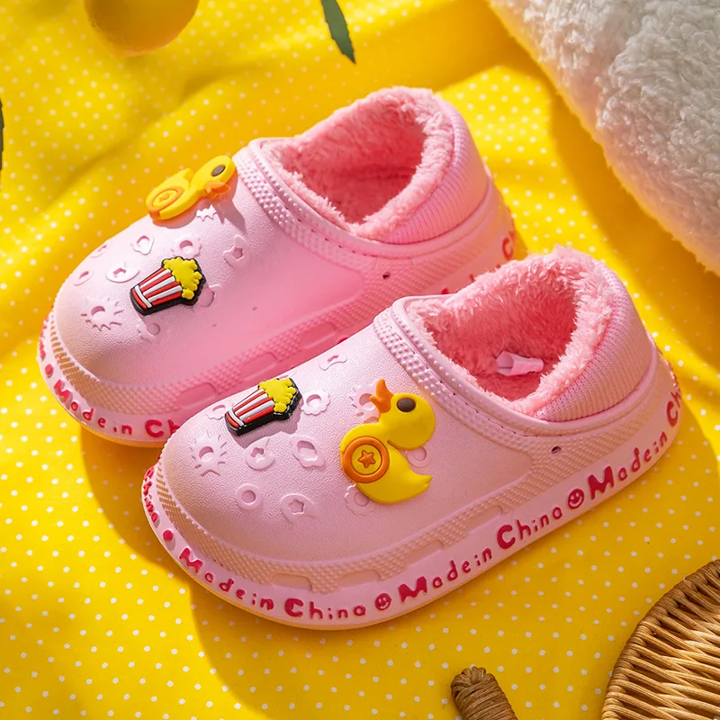 Winter Children Garden Shoes Waterproof Non Slip Home Slippers for Boys Girls Plush Warm Soft Light Indoor Shoes Kids Slippers children's sandals Children's Shoes