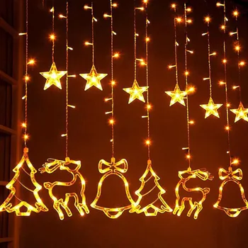 

Elk Bell String Light LED Christmas Decor For Home Hanging Garland Christmas Tree Decor Ornament 2020 Navidad Xmas Gift New Year