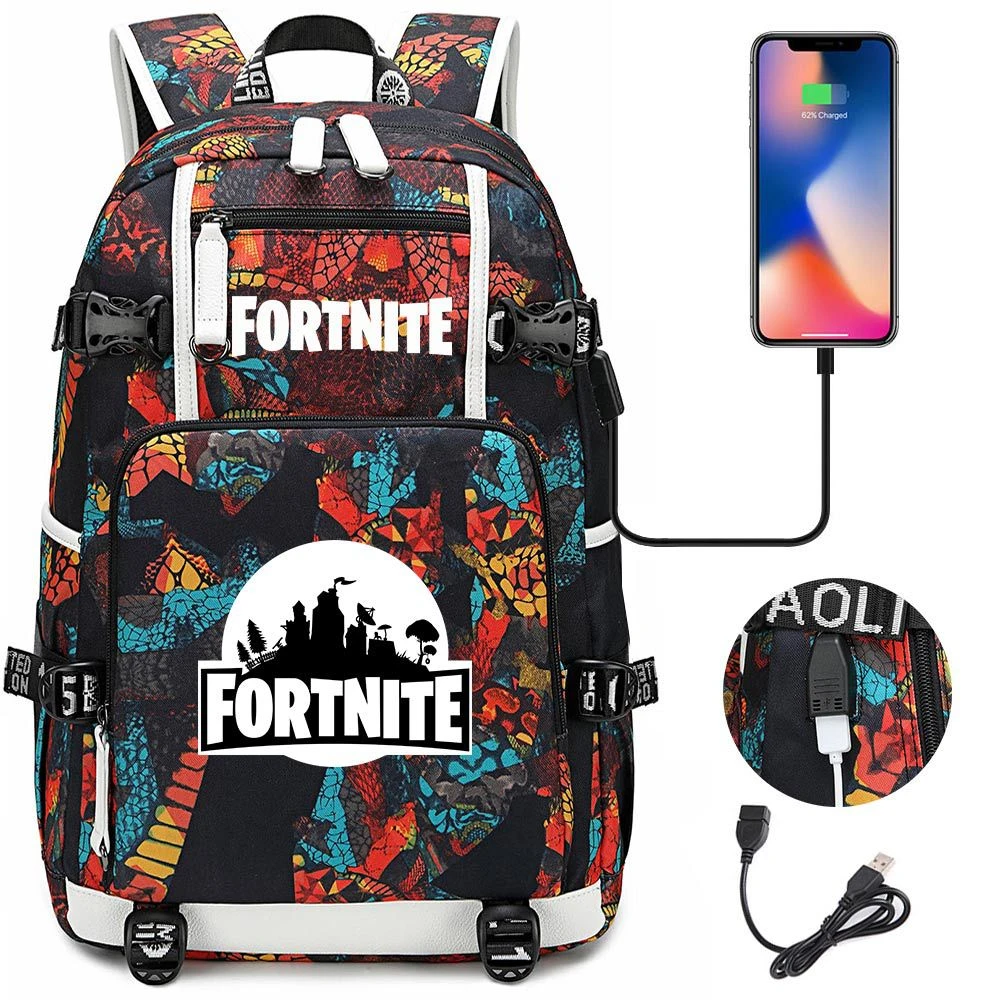 Fortnite Mochilas escolares para adolescentes y morrales geniales para juegos de batalla, Mochilas de escuela secundaria con Usb, Mochilas informales ordenador portátil|Mochilas escolares| AliExpress