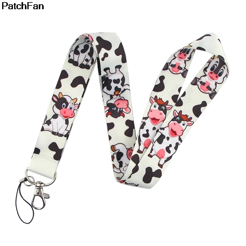 20 шт./лот A2412 Patchfan мультфильм животное корова ключ ремешок на шею для ключей ID карты телефона USB держатель Бейджа DIY висячая веревка тесьма