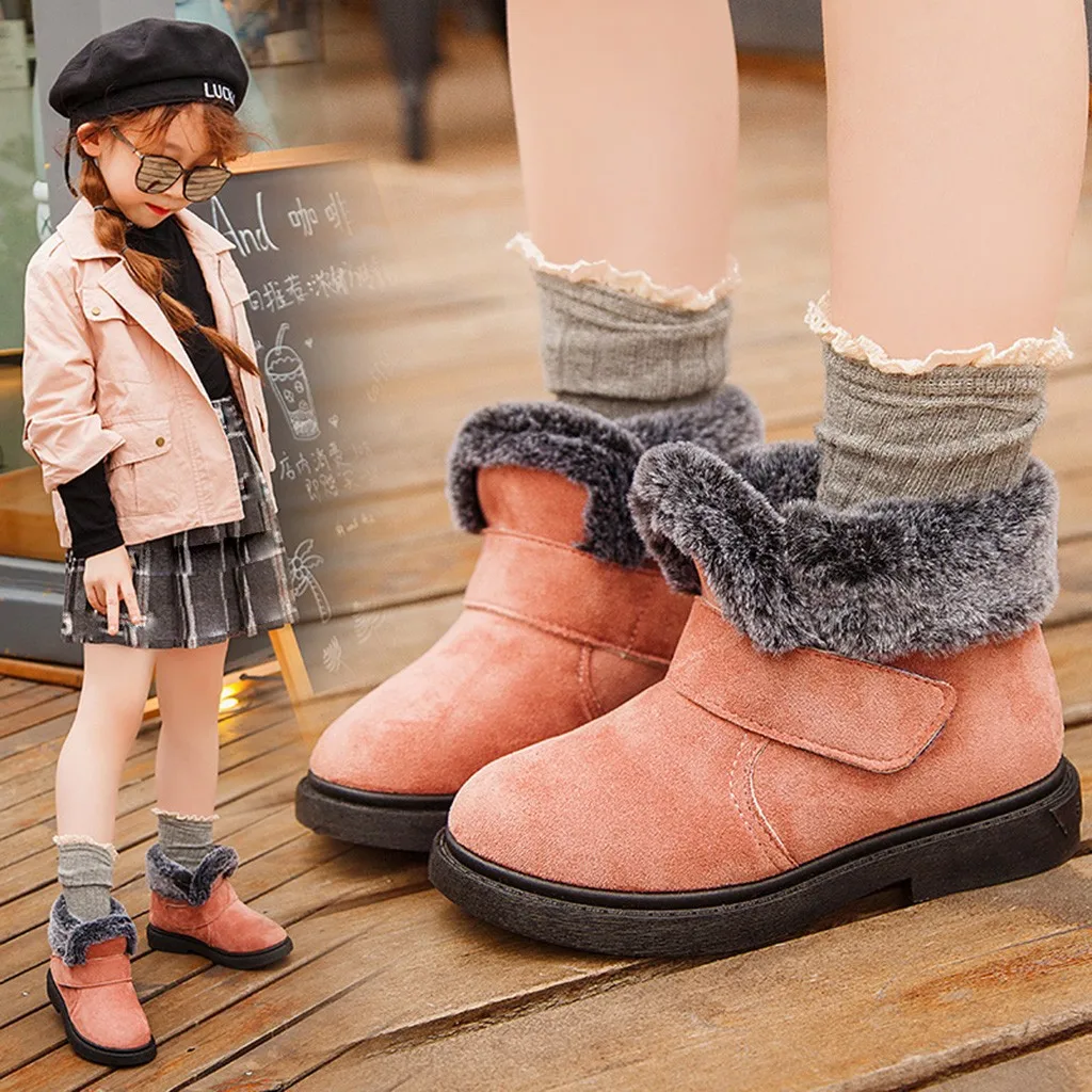 Осенне-зимние детские короткие ботинки детская обувь однотонные теплые ботинки из флока для девочек и мальчиков повседневная обувь Arriba# Y1